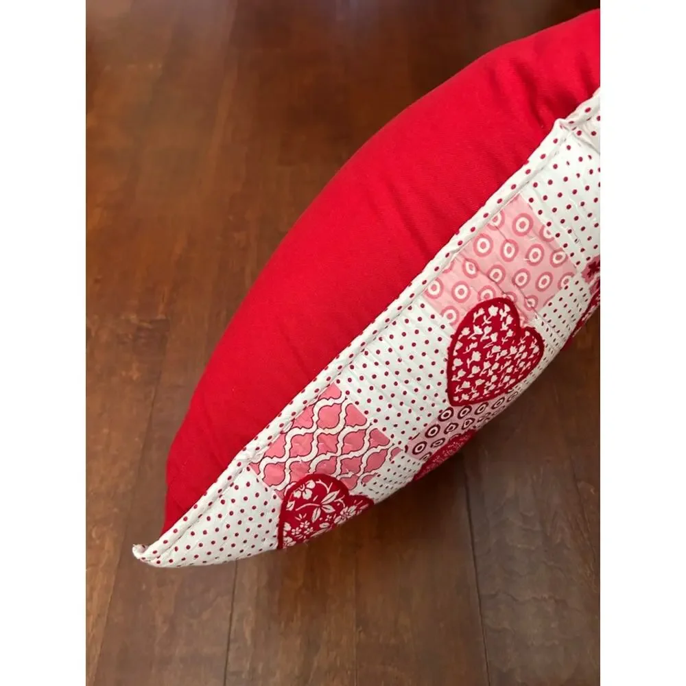 Novogratz Patchwork Print with Heart Quilted Accent Pillow - Red & Pink